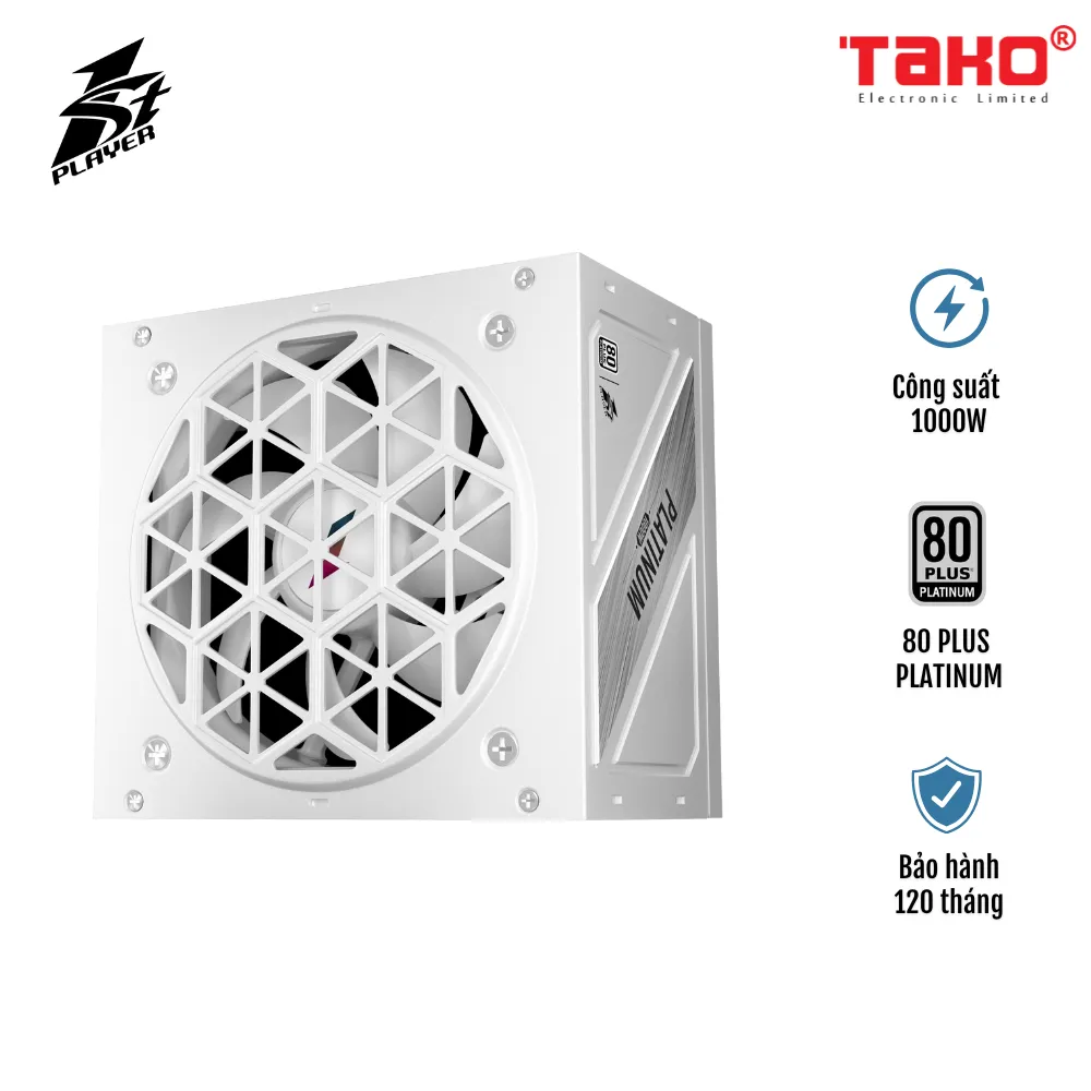 NGUỒN MÁY TÍNH 1STPLAYER NGDP-PLT-1000 1000W TRẮNG (80 PLUS PLATINUM)