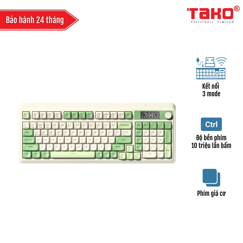 AULA S99 PRO (6968) BÀN PHÍM GIẢ CƠ GAMING 3 MODE (Phiên bản Xanh lá + Be)