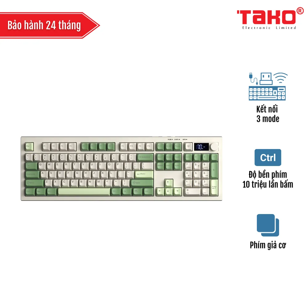AULA S102 PRO (4760) BÀN PHÍM GIẢ CƠ GAMING 3 MODE (Phiên bản Xanh lá + Be)