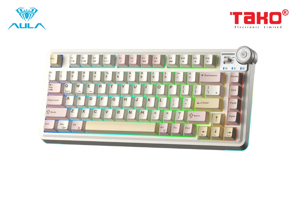 AULA AU75 (3374) BÀN PHÍM CƠ GAMING 3 MODE (Phiên bản màu Hồng + be + vàng/ Bloomfield switch) 2