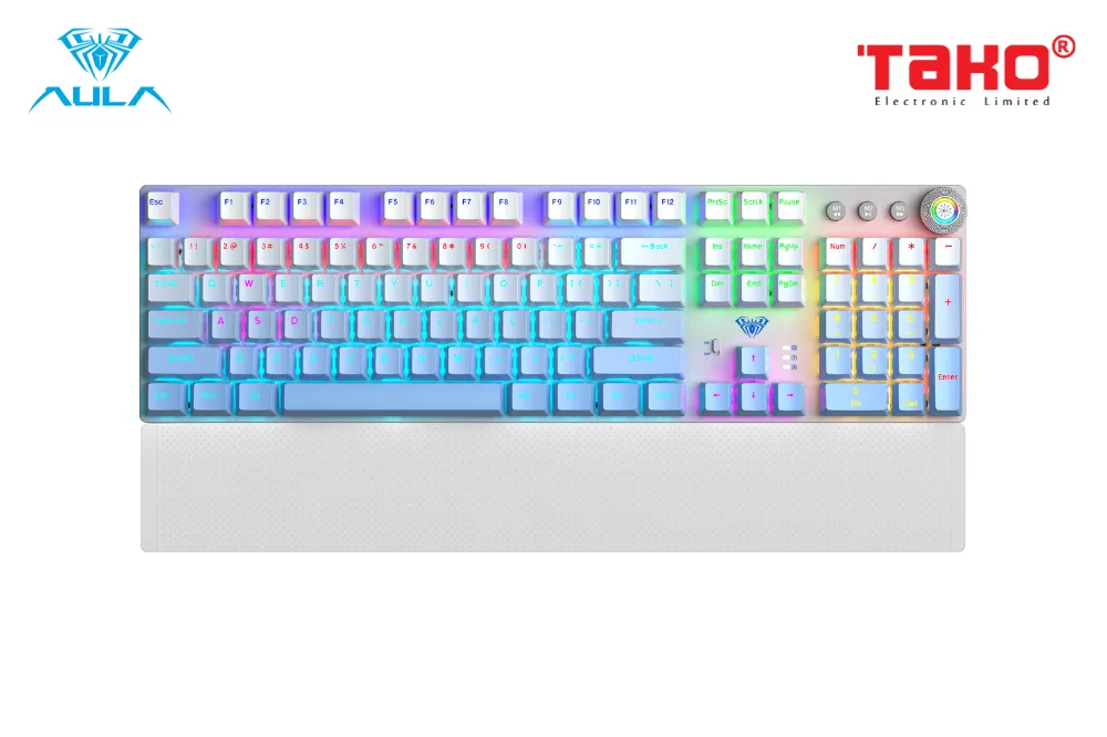 AULA F2088AIR (3916) BÀN PHÍM CƠ GAMING 3 MODE (Phiên bản màu Trắng + xanh dương gradient/ Brown Switch) 1
