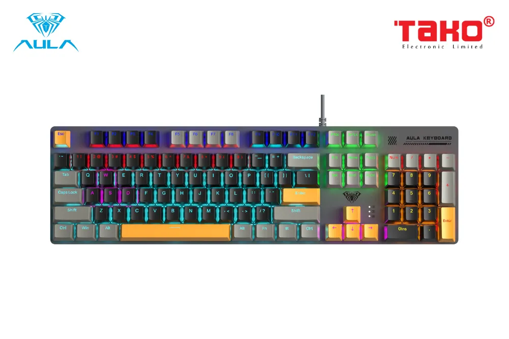 AULA S500 (4548) BÀN PHÍM CƠ GAMING CÓ DÂY (Phiên bản Xám + đen + vàng/ Blue switch) 2