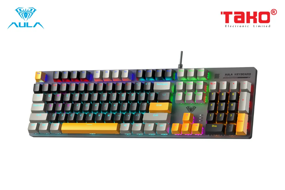 AULA S500 (4548) BÀN PHÍM CƠ GAMING CÓ DÂY (Phiên bản Xám + đen + vàng/ Blue switch) 3