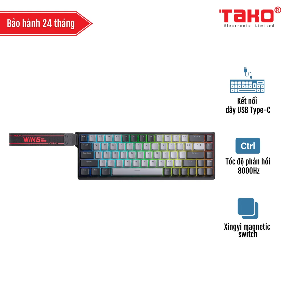 AULA WIN68HE PRO BÀN PHÍM CƠ GAMING CÓ DÂY (Phiên bản Xám đậm + Xám nhạt/ Xingyi magnetic switch - Rapid trigger)