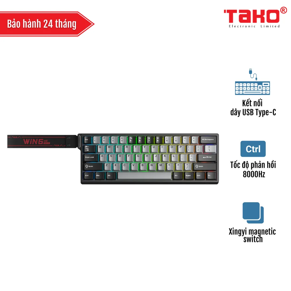 AULA WIN60HE PRO BÀN PHÍM CƠ GAMING CÓ DÂY (Phiên bản Xám đậm + Xám nhạt/ Xingyi magnetic switch - Rapid trigger)